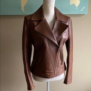 Brooks brothers size 4 Women’s Brown Leather biker Jacket